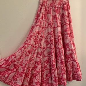 LA PLAGE - Jaipur Maxi Skirt - Double Paisley Print in Fuchsia & White